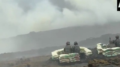 Indian army demonstrates battle drill to destroy 'enemy tank' in Arunachal. (ANI video grab) Indian army demonstrates battle drill to destroy 'enemy tank' in Arunachal. (ANI video grab)