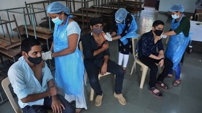 Students being given vaccination at Dnyansadhna College in Thane. (HT File Photo) Students being given vaccination at Dnyansadhna College in Thane. (HT File Photo)
