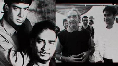 Ajay Devgn with his later father Veeru Devgn Ajay Devgn with his later father Veeru Devgn