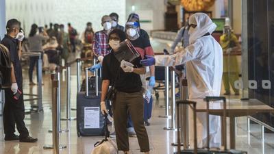 Mumbai aiport’s T1 had resumed operations for passengers from March 10, 2021, after remaining shut for nearly a year due to the Covid-19 pandemic. (Satyabrata Tripathy/HT Photo) Mumbai aiport’s T1 had resumed operations for passengers from March 10, 2021, after remaining shut for nearly a year due to the Covid-19 pandemic. (Satyabrata Tripathy/HT Photo)
