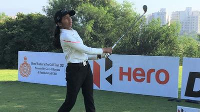 Avani Prashanth in action during the Hero WPGT at the Panchkula Golf Club on Thursday. (HT Photo)