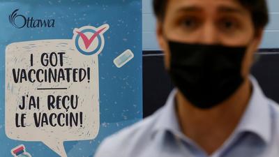 Canada’s Prime Minister Justin Trudeau visits a vaccination clinic in Ottawa, Ontario. Trudeau has launched a standardised proof of vaccination certificate that will be available to jabbed citizens as a vaccine passport for international travel. (REUTERS) Canada’s Prime Minister Justin Trudeau visits a vaccination clinic in Ottawa, Ontario. Trudeau has launched a standardised proof of vaccination certificate that will be available to jabbed citizens as a vaccine passport for international travel. (REUTERS)