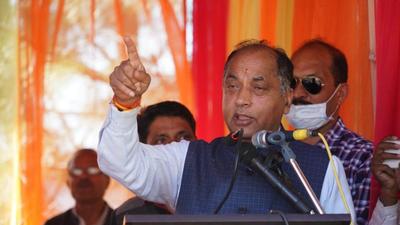HP chief minister Jai Ram Thakur addressing a rally at Saroa in Seraj area of Mandi district on Wednesday. (Birbal Sharma/HT) HP chief minister Jai Ram Thakur addressing a rally at Saroa in Seraj area of Mandi district on Wednesday. (Birbal Sharma/HT)