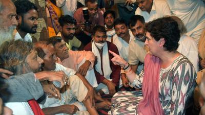 Congress general secretary Priyanka Gandhi Vadra interacts with relatives of sanitation worker Arun Valmiki, who died in police custody, in Agra, UP, on Wednesday. (ANI) Congress general secretary Priyanka Gandhi Vadra interacts with relatives of sanitation worker Arun Valmiki, who died in police custody, in Agra, UP, on Wednesday. (ANI)