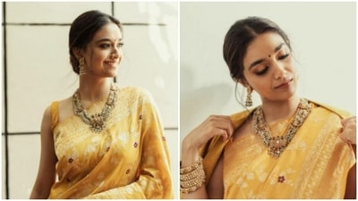 Keerthy Suresh keeps setting higher fashion goals for us. Be it a casual attire or a traditional six yards of grace, when Keerthy adorns one, she makes it look better. On Wednesday, Keerthy was engrossed in celebrating her love for yellow with a set of stunning pictures on her Instagram profile. (Instagram/@keerthysureshofficial) Keerthy Suresh keeps setting higher fashion goals for us. Be it a casual attire or a traditional six yards of grace, when Keerthy adorns one, she makes it look better. On Wednesday, Keerthy was engrossed in celebrating her love for yellow with a set of stunning pictures on her Instagram profile. (Instagram/@keerthysureshofficial)