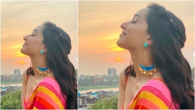 With half hair tied in two messy braids and half open, Shraddha Kapoor gave some candid poses for the camera. (Instagram/@shraddhakapoor)