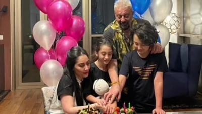 Maanayata Dutt and Sanjay Dutt celebrating their twins Shahran and Iqra's 11th birthday (Instagram) Maanayata Dutt and Sanjay Dutt celebrating their twins Shahran and Iqra's 11th birthday (Instagram)