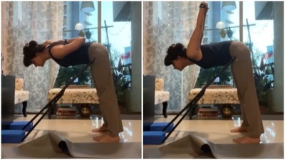 Another day, ‘another yoga pose’ from Shruti Seth’s living room (Instagram/@shru2kill) Another day, ‘another yoga pose’ from Shruti Seth’s living room (Instagram/@shru2kill)