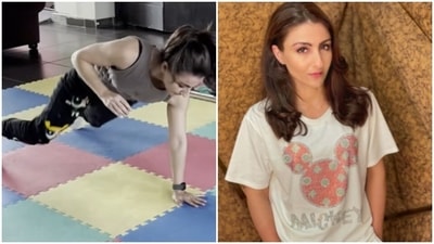 Soha Ali Khan, in animal mode, aces military style workouts (Instagram/@sakpataudi) Soha Ali Khan, in animal mode, aces military style workouts (Instagram/@sakpataudi)