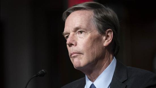 Nicholas Burns, US ambassador to China nominee, listens during a Senate Foreign Relations Committee confirmation hearing in Washington, DC, on Wednesday. The Biden administration seeks to enlist allies to vie with China on issues ranging from the production of semiconductors to freedom of navigation in the South China Sea to human rights abuses in Xinjiang. (Bloomberg)