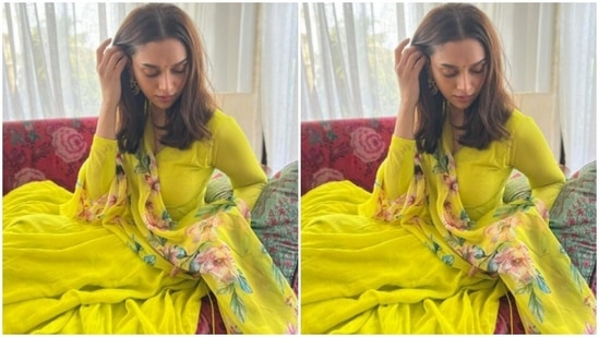 Aditi Rao Hydari cuts a perfect blend of ethnic and elegance in yellow(Instagram/@aditiraohydari)
