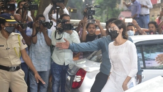 Ananya Panday reached NCB office along with her father Chunky Panday at Ballard Estate in Mumbai. (Photo: HT/ Anshuman Poyrekar)