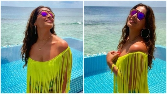 Bipasha Basu is chilling like a villain in Maldives. The actor recently took off for her family vacation with husband Karan Singh Grover and her parents. Since then, her Instagram profile has been replete with stunning pictures of herself from the beach vacation.(Instagram/@bipashabasu)