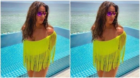 This time, Bipasha put the fashion police on immediate alert in neon.(Instagram/@bipashabasu)