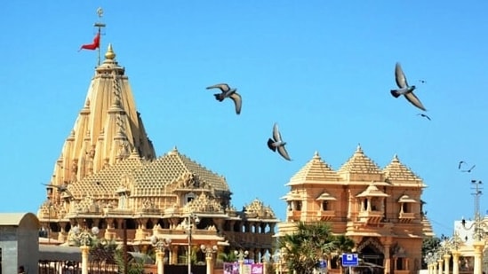 Somnath Jyotirlinga Temple. IRCTC’s Jyotirlinga darshan train will depart from Prayagraj Sangam on October 21.&nbsp;(FILE PHOTO)