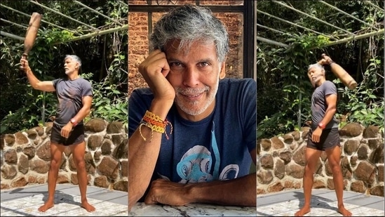 Milind Soman's ‘3-4 minutes of play time’ with mudgar is perfect fitness inspo(Instagram/milindrunning)