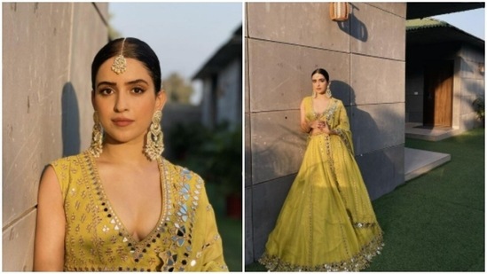 Sanya Malhotra dropped major cues of bridesmaid fashion with her latest pictures, The actor, who is currently celebrating the wedding of one of her friends, dropped multiple pictures of herself on her Instagram profile and we are scurrying to take notes. Sanya rocked traditional lehenga with a personalised touch of sass.(Instagram/@sanyamalhotra_)
