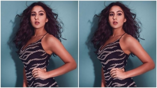 Embellished in zebra stripes, the dress is perfect for a party. Sara opted for a pair of classic silver stilettoes with the attire.(Instagram/@saraalikhan95)
