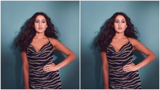 Sara opted for a minimal makeup look. Styled by fashion stylist Ami Patel, Sara chose a dab of nude eyeshadow, mascara-laden eyelashes, kohl eyes, contoured cheeks and a shade of nude lipstick.(Instagram/@saraalikhan95)