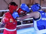 Haryana's Jaismine (in blue) punches her opponent Chattishgarh's Rajbala during 60kg opening round match on Day 2 at the 5th Elite Women's National Boxing Championships in Hisar on Friday October 22, 2021(BFI) Haryana's Jaismine (in blue) punches her opponent Chattishgarh's Rajbala during 60kg opening round match on Day 2 at the 5th Elite Women's National Boxing Championships in Hisar on Friday October 22, 2021(BFI)