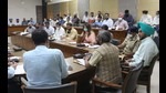 Punjab chief electoral officer Karuna Raju presiding over a meeting with district administration officials in Ludhiana on Friday. (HT Photo) Punjab chief electoral officer Karuna Raju presiding over a meeting with district administration officials in Ludhiana on Friday. (HT Photo)