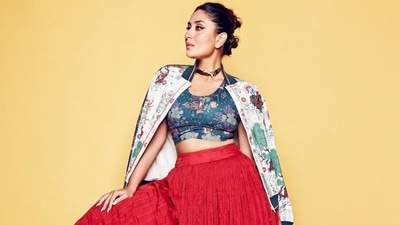 Kareena Kapoor Khan's bomber jacket, red lehenga sets fusion fashion trending (Instagram/pumaindia) Kareena Kapoor Khan's bomber jacket, red lehenga sets fusion fashion trending (Instagram/pumaindia)