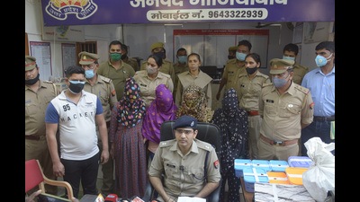 The suspects in Ghaziabad police custody on Friday. (Sakib Ali/HT) The suspects in Ghaziabad police custody on Friday. (Sakib Ali/HT)
