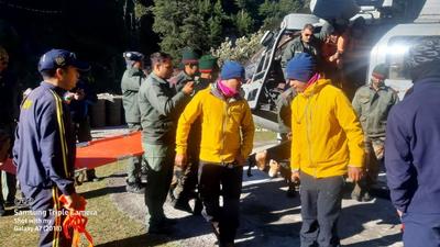 Efforts are on...to bring down the remaining bodies from the Lamkhaga Pass. (HT photo)
