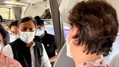 Friday’s afternoon’s brief interaction between Priyanka Gandhi Vadra and Akhilesh Yadav on the afternoon flight to Lucknow was described as “cordial”. Friday’s afternoon’s brief interaction between Priyanka Gandhi Vadra and Akhilesh Yadav on the afternoon flight to Lucknow was described as “cordial”.
