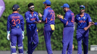 The Indian cricket team in action at the warm-up matches at T20 World Cup 2021. (AP) The Indian cricket team in action at the warm-up matches at T20 World Cup 2021. (AP)