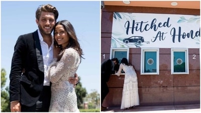 Freida Pinto with husband Cory Tran on their wedding day. Freida Pinto with husband Cory Tran on their wedding day.