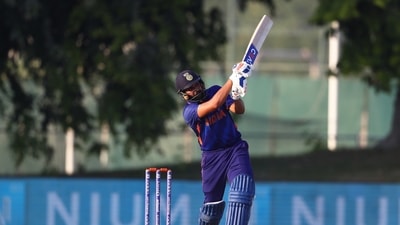 Rohit Sharma smashed 41-ball 60 to put India on track during their chase of 153. (TWITTER/BCCI)