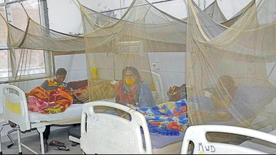 Patients have been admitted to the dengue ward at the District Combined Hospital, Sanjay Nagar, in Ghaziabad on Friday. (Sakib Ali/HT) Patients have been admitted to the dengue ward at the District Combined Hospital, Sanjay Nagar, in Ghaziabad on Friday. (Sakib Ali/HT)