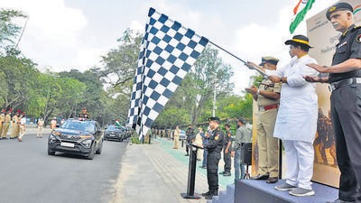 Revenue minister R Ashoka flags off the NSG rally in Bengaluru on Friday. (Special arrangement) Revenue minister R Ashoka flags off the NSG rally in Bengaluru on Friday. (Special arrangement)