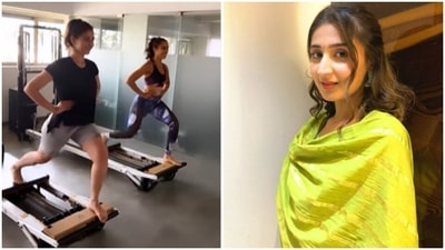 Dhvani Bhanushali works hard and plays hard in her pilates session (Instagram/@namratapurohit) Dhvani Bhanushali works hard and plays hard in her pilates session (Instagram/@namratapurohit)