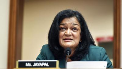 Always calm, always on point, and always positive. “Jayapal is providing a master class these last few weeks in how to wield power,” noted a top Democratic operative in a tweet (AP) Always calm, always on point, and always positive. “Jayapal is providing a master class these last few weeks in how to wield power,” noted a top Democratic operative in a tweet (AP)