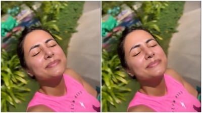 Hina shared a sunkissed video of herself as she walked out of the gym. (Instagram/@realhinakhan) Hina shared a sunkissed video of herself as she walked out of the gym. (Instagram/@realhinakhan)