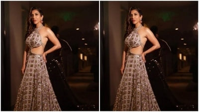 Sophie accessorised her look for the day with jewellery from the house of VK Jewels. She opted for statement earrings and a bracelet. (Instagram/@sophiechoudry)