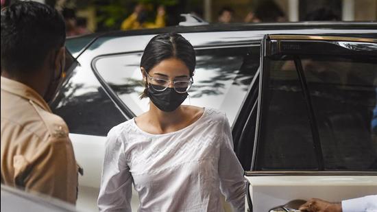 Bollywood actress Ananya Pandey at the NCB office on Thursday. (PTI)