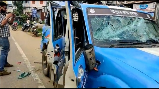 TMC says BJP workers attacked Sushmita Dev and other party members in Tripura on Friday (Oct 22).(Screenshot from video shared by Twitter/@AITC4Tripura)