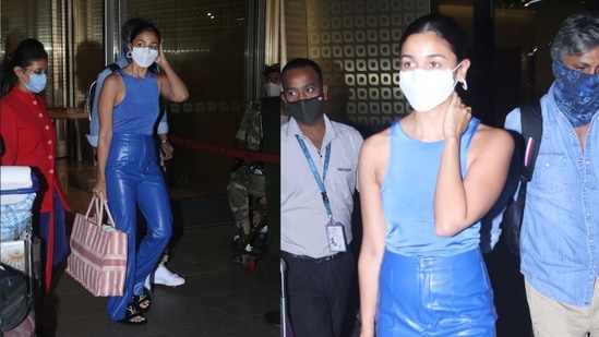 airport alia bhatt 1634895183233 1634895193595 Alia Bhatt was spotted at the airport on Thursday. She has four films lined up for release including Gangubai Kathiawadi, RRR, Darlings and Brahmastra. (Varinder Chawla)