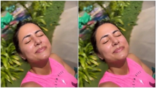Hina shared a sunkissed video of herself as she walked out of the gym.(Instagram/@realhinakhan)