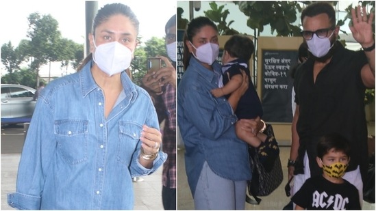 Kareena Kapoor Khan and Saif Ali Khan with their sons, Taimur Ali Khan and Jehangir Ali Khan.(HT Photo/Varinder Chawla)