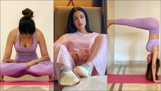 Sonal Chauhan's Tolasana, ‘L’ Handstand inspires fans to roll out Yoga mats(Instagram/sonalchauhan)