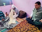 Uttarakhand Chief Minister Pushkar Singh Dhami meets the disaster-affected victims, in Champawat on Saturday. (ANI Photo)(ANI ) Uttarakhand Chief Minister Pushkar Singh Dhami meets the disaster-affected victims, in Champawat on Saturday. (ANI Photo)(ANI )