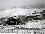 A Ski resort is covered with fresh snow after the city receives season's first snowfall, at Gulmarg, in Baramulla on Saturday. (ANI Photo) A Ski resort is covered with fresh snow after the city receives season's first snowfall, at Gulmarg, in Baramulla on Saturday. (ANI Photo)
