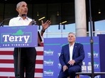 Former President Barack Obama, left, speaks during a rally with Democratic gubernatorial candidate, former Virginia Gov. Terry McAuliffe in Richmond. Former President Barack Obama, left, speaks during a rally with Democratic gubernatorial candidate, former Virginia Gov. Terry McAuliffe in Richmond.