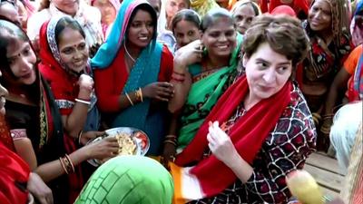 Congress general secretary Priyanka Gandhi Vadra having a meal during her interaction with women farmers in Barabanki on Saturday (ANI PHOTO) Congress general secretary Priyanka Gandhi Vadra having a meal during her interaction with women farmers in Barabanki on Saturday (ANI PHOTO)