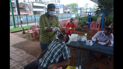 Navi Mumbai has seen a decline in Covid positive cases over the last two weeks. Hence, the number of people going for testing has also come down. (PRAFUL GANGURDE/HT FILE PHOTO) Navi Mumbai has seen a decline in Covid positive cases over the last two weeks. Hence, the number of people going for testing has also come down. (PRAFUL GANGURDE/HT FILE PHOTO)