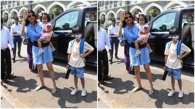 Shilpa gave us major summer fashion vibes in a denim short dress (HT Photos/Varinder Chawla) Shilpa gave us major summer fashion vibes in a denim short dress (HT Photos/Varinder Chawla)